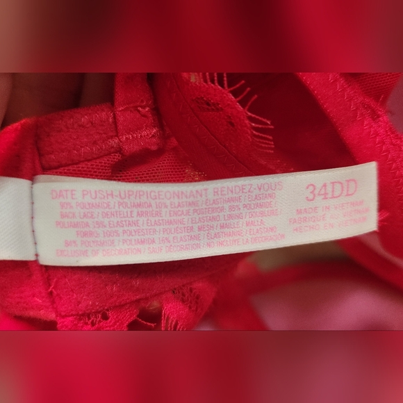 Victoria Secret PINK Date Push-Up Red Bra, Size‎ 34DD - Picture 7 of 8